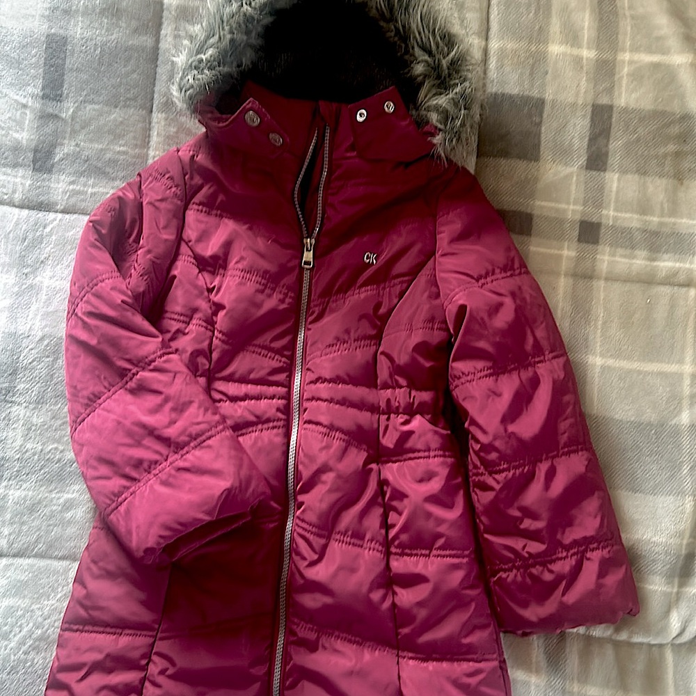 Calvin Klein Hooded Winter Coat Girls Size 6x..Redberry